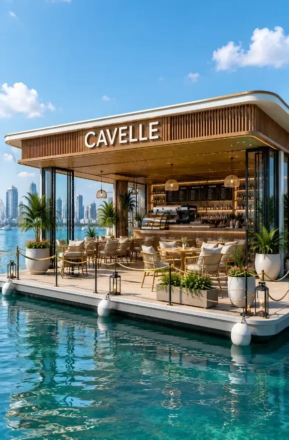 Cavelle floating coffee lounge on the water
