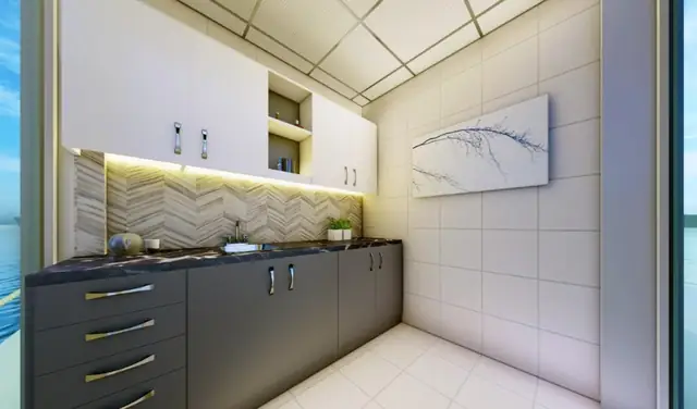 Modern kitchen with glossy cabinetry